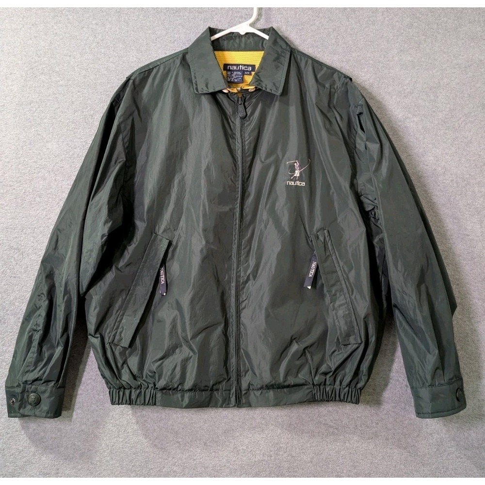 Nautica VTG Golf Windbreaker Jacket Men's Small Green Mesh Lined 90s Y2K Preppy
